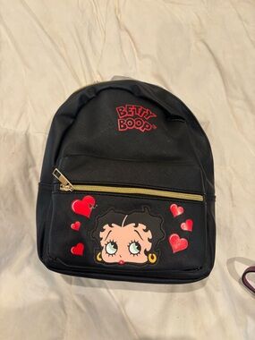 Betty Boop Black Backpack with Red Heart Accents